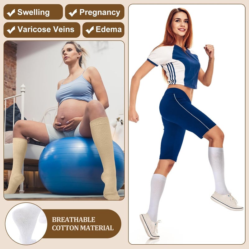 Tisancy 4 Pairs Cotton Compression Socks for Women Men 20-30mmhg Is Best Support Stocking for Running Hiking Cycling - Image 5